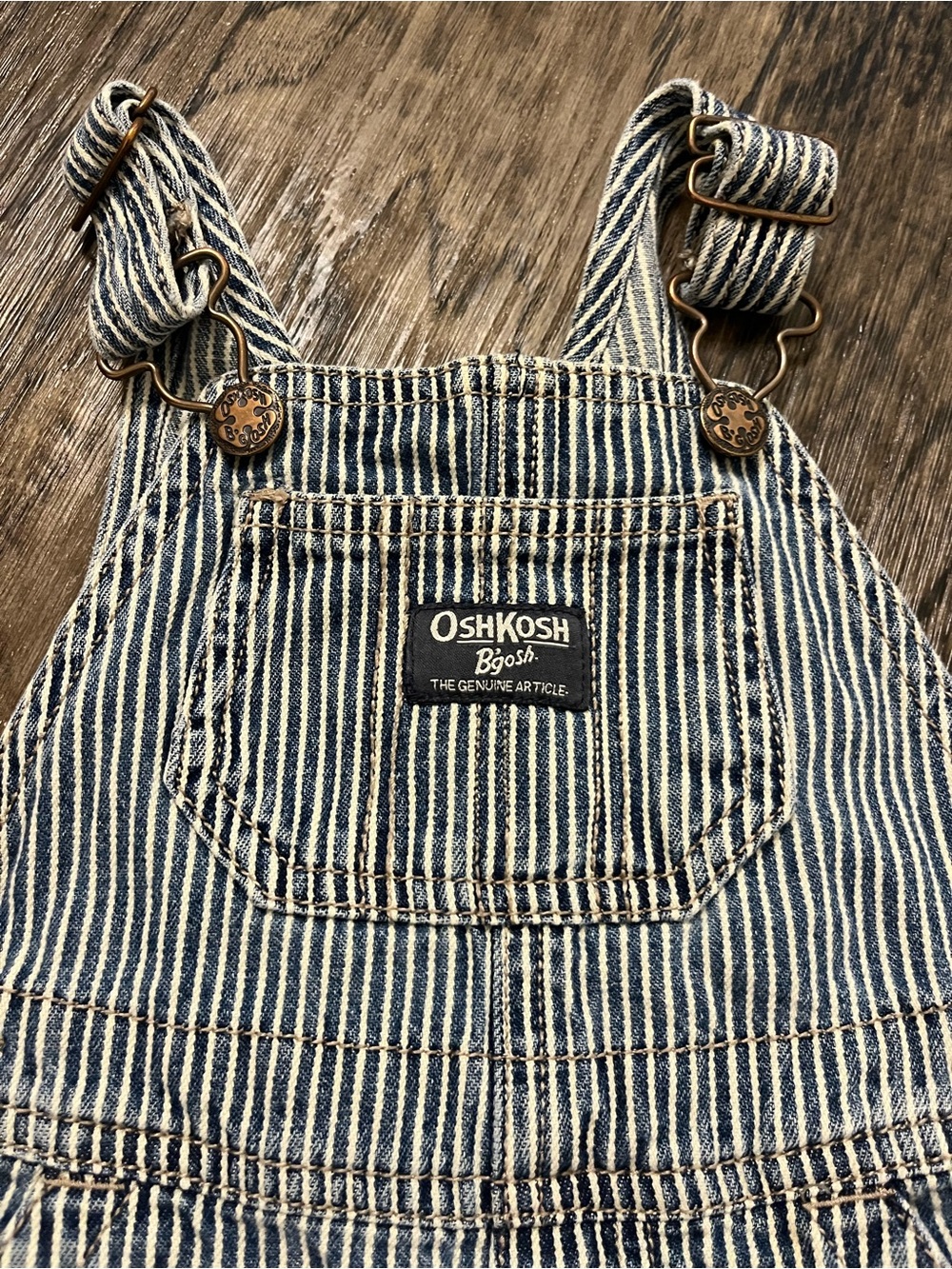 OshKosh B'gosh Navy and White Pinstripe Overalls - Picture 2 of 4